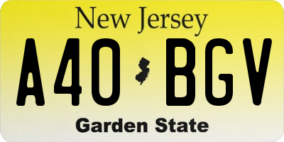 NJ license plate A40BGV