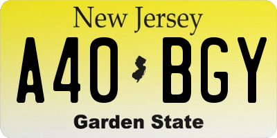 NJ license plate A40BGY