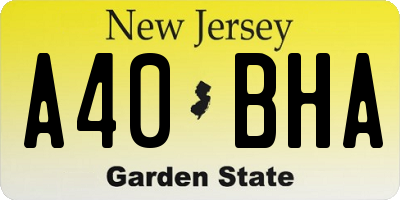 NJ license plate A40BHA