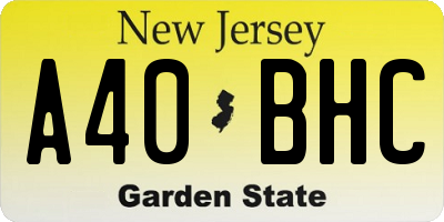 NJ license plate A40BHC