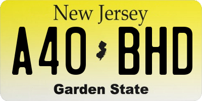 NJ license plate A40BHD