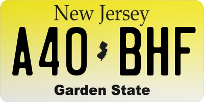 NJ license plate A40BHF