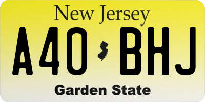 NJ license plate A40BHJ