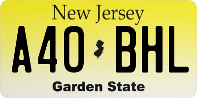 NJ license plate A40BHL