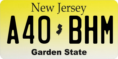 NJ license plate A40BHM