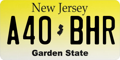 NJ license plate A40BHR