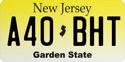 NJ license plate A40BHT