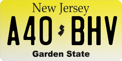 NJ license plate A40BHV