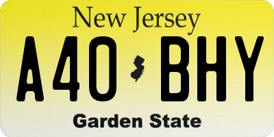 NJ license plate A40BHY
