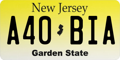 NJ license plate A40BIA