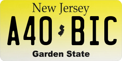 NJ license plate A40BIC
