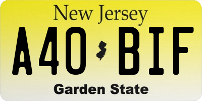 NJ license plate A40BIF