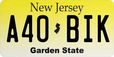 NJ license plate A40BIK