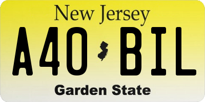 NJ license plate A40BIL