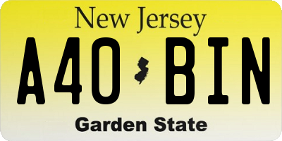 NJ license plate A40BIN