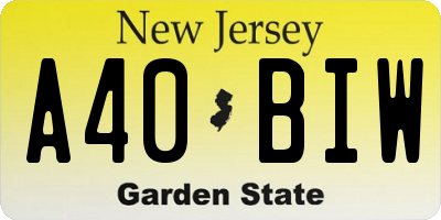NJ license plate A40BIW