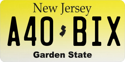 NJ license plate A40BIX