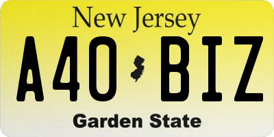 NJ license plate A40BIZ