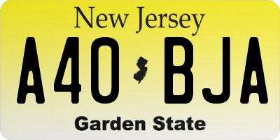 NJ license plate A40BJA