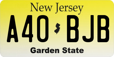 NJ license plate A40BJB