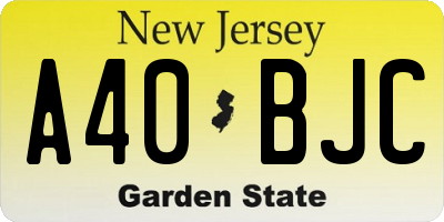 NJ license plate A40BJC