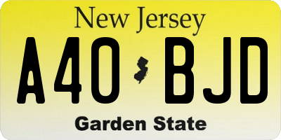 NJ license plate A40BJD