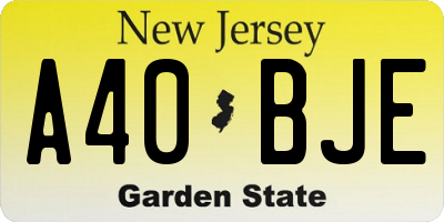 NJ license plate A40BJE