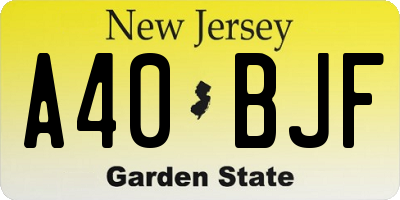 NJ license plate A40BJF