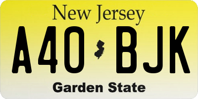 NJ license plate A40BJK
