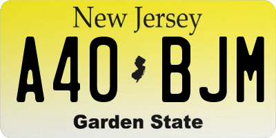 NJ license plate A40BJM
