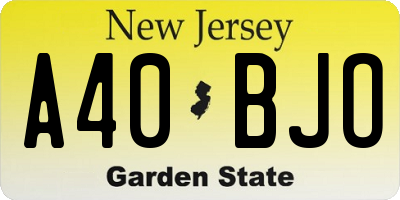 NJ license plate A40BJO