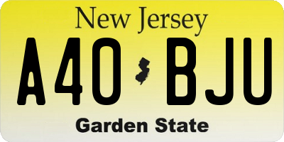 NJ license plate A40BJU