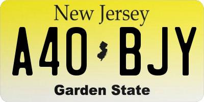 NJ license plate A40BJY