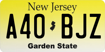 NJ license plate A40BJZ
