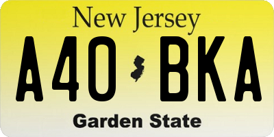 NJ license plate A40BKA