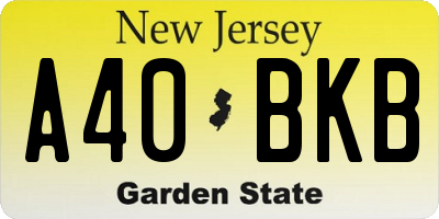 NJ license plate A40BKB