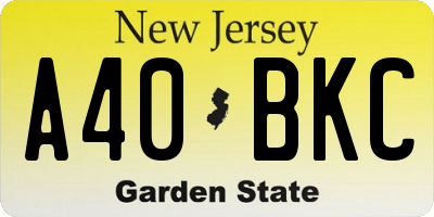 NJ license plate A40BKC