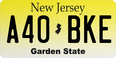 NJ license plate A40BKE