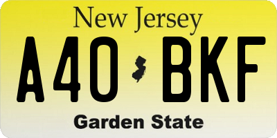 NJ license plate A40BKF