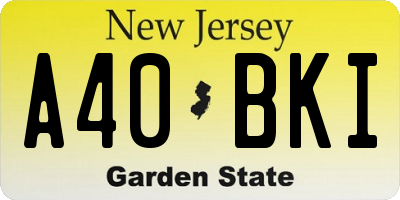 NJ license plate A40BKI