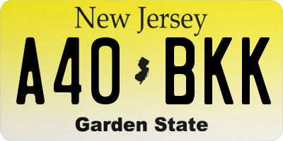 NJ license plate A40BKK