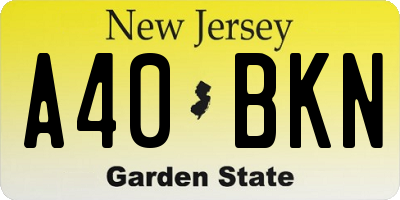 NJ license plate A40BKN