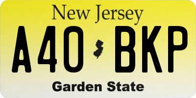NJ license plate A40BKP