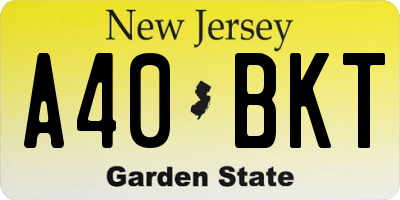 NJ license plate A40BKT