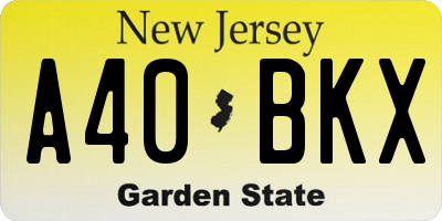 NJ license plate A40BKX
