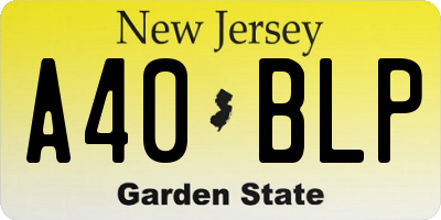 NJ license plate A40BLP