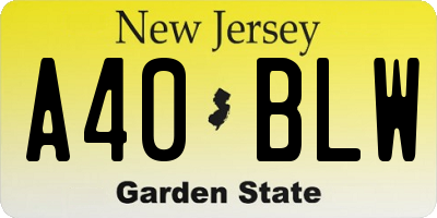 NJ license plate A40BLW