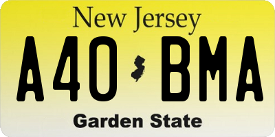 NJ license plate A40BMA