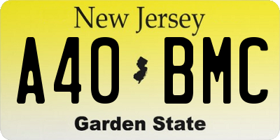NJ license plate A40BMC