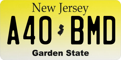 NJ license plate A40BMD
